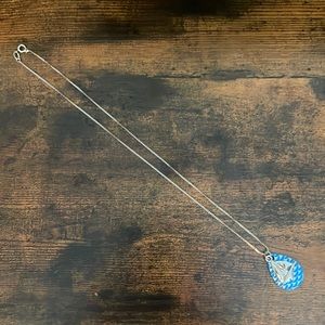 Sailboat blue and silver necklace made from fishing lure